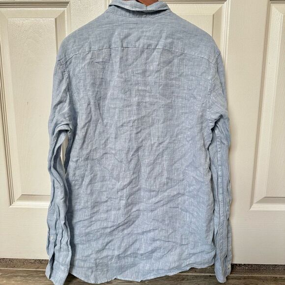 Michael Kors blue linen button down shirt - Picture 2 of 6